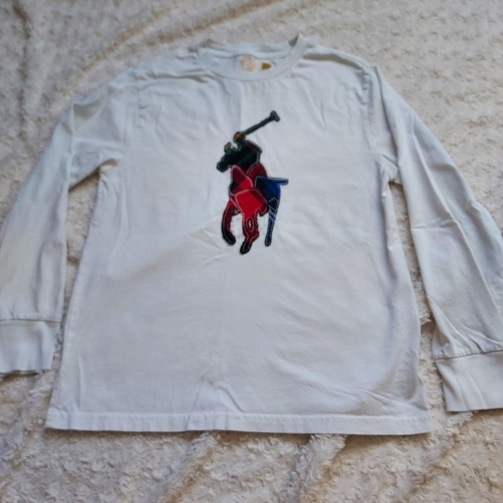 Polo Ralph Lauren MED Plaid Big Plaid Pony Cotton Long Sleeve Tee Preppy School